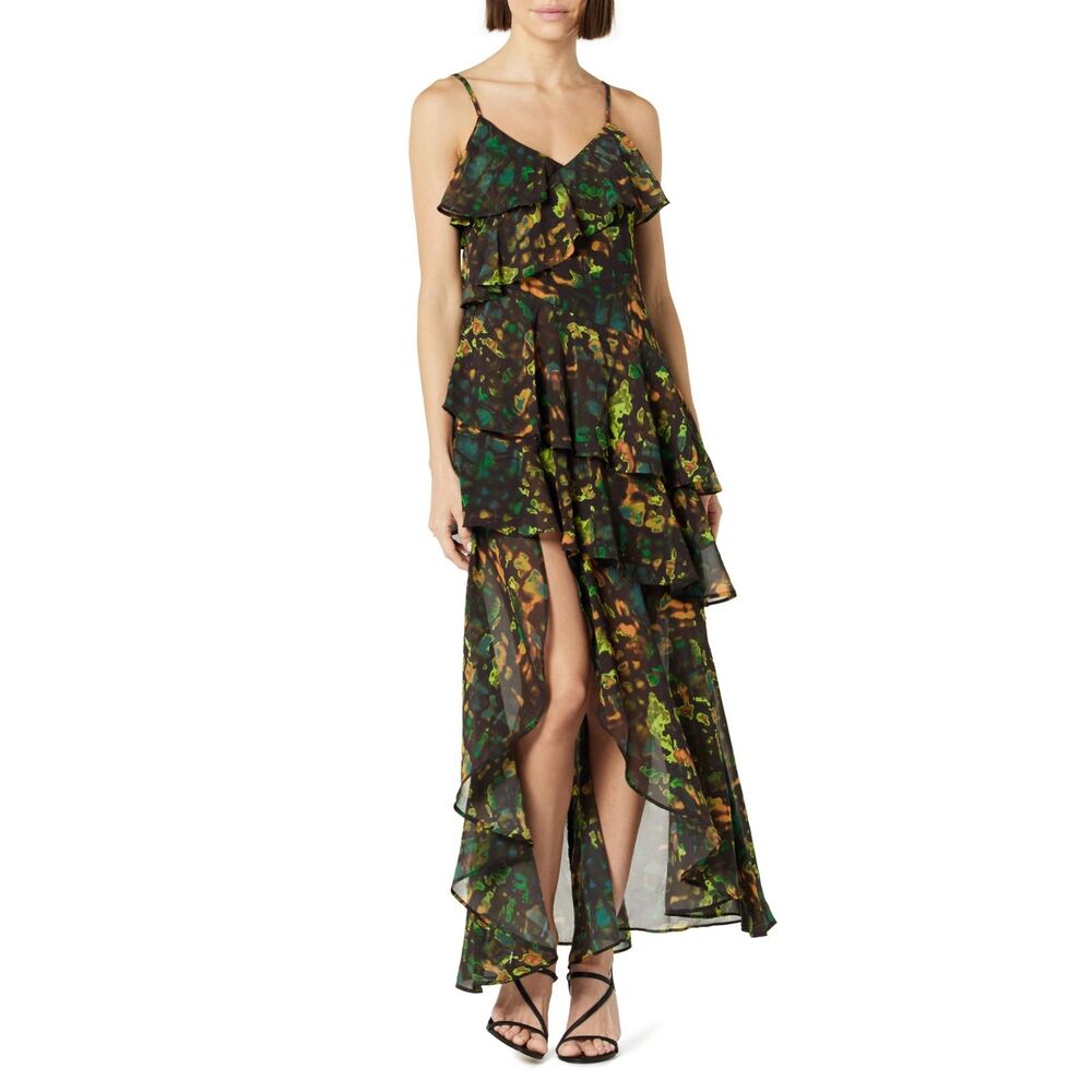 The Drop Women’s Ruffle Tiered Maxi Dress – Multi Abstract Print, Size S